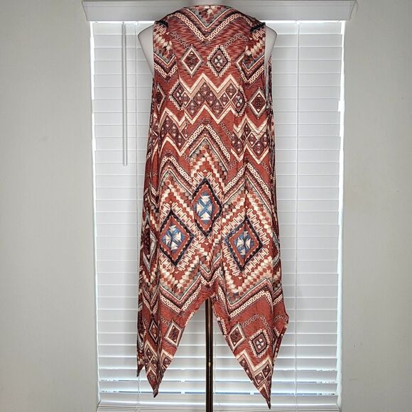 Boho Hippie Fairy‎ Aztec Tribal Western Southwestern Navajo Sharkbite Hem Duster - Picture 2 of 6
